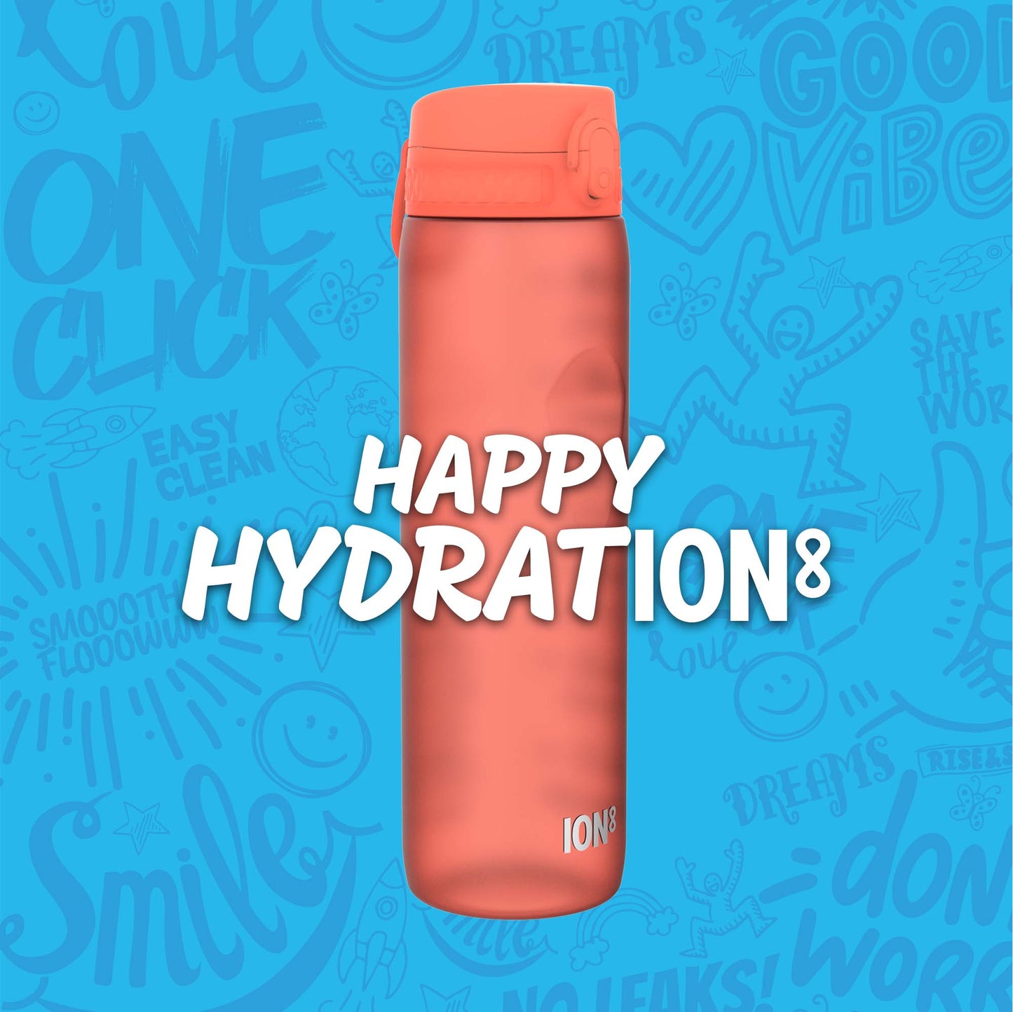 Quench Water Bottle Motivator Coral 1000ml